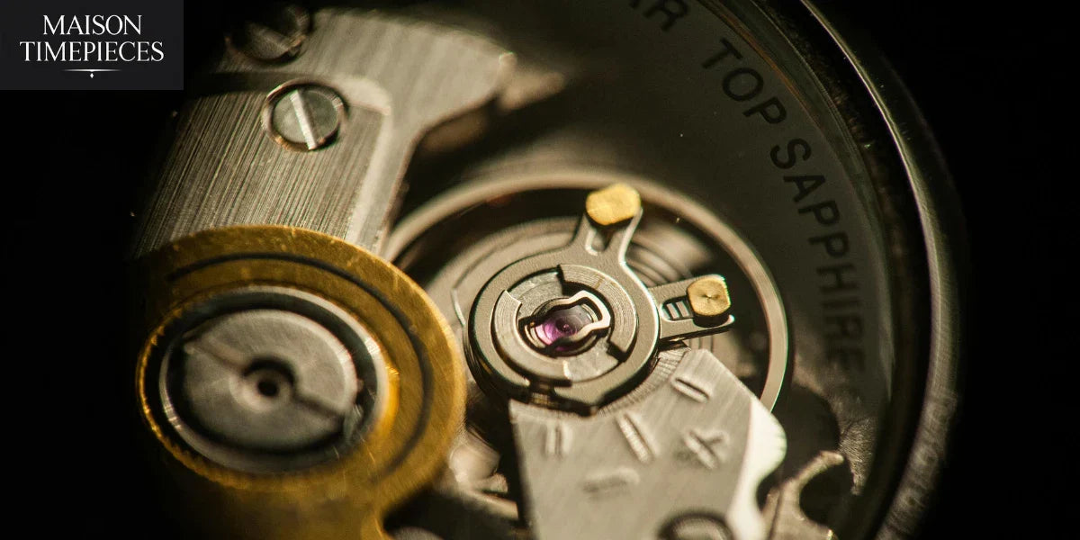 Smart casual watch movement close-up by Maison Timepieces Singapore — precision craftsmanship and elegant design