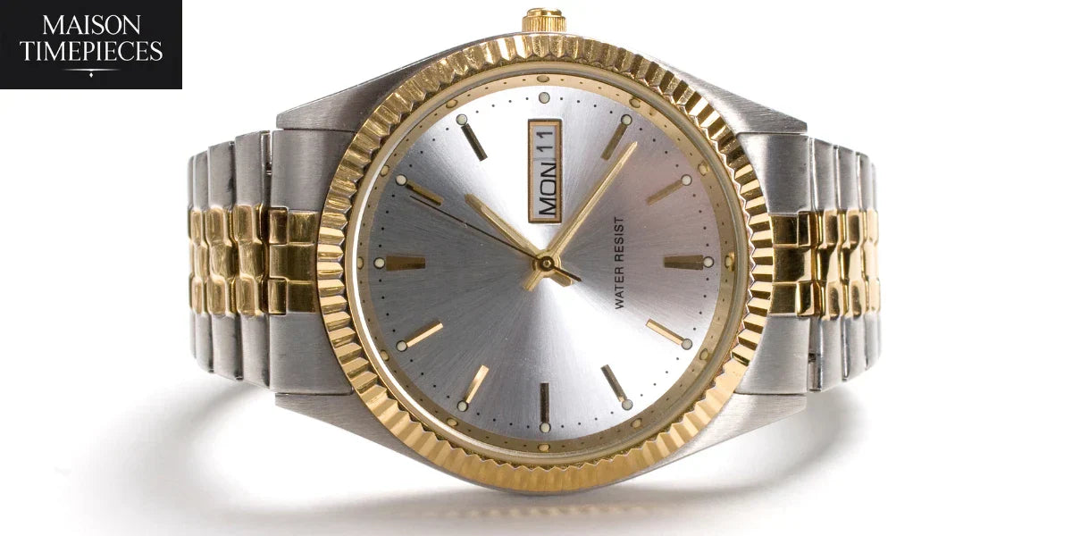 Elegant gold and silver wedding watch by Maison Timepieces Singapore — timeless design symbolizing love and commitment.