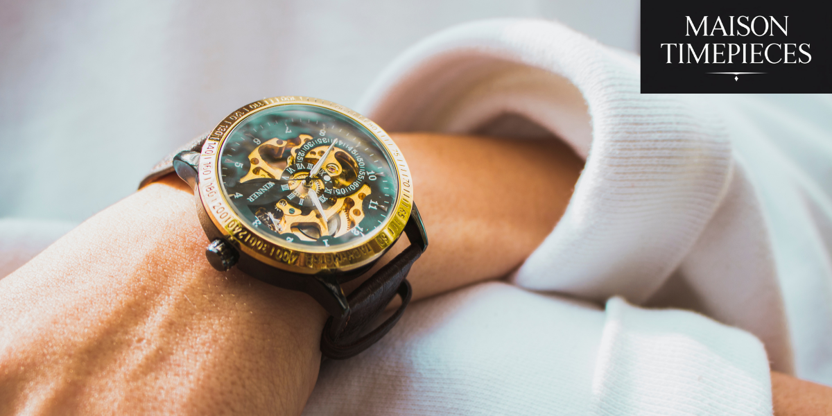 Luxury automatic men's watch with skeleton dial from Maison Timepieces