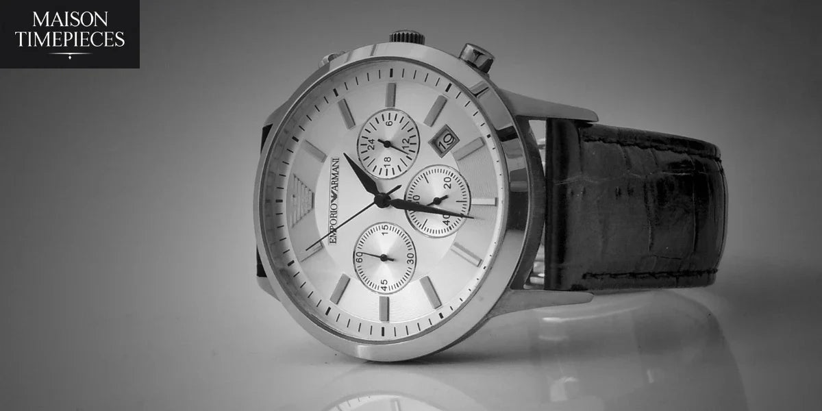 Affordable men’s watch in Singapore with leather strap and classic design