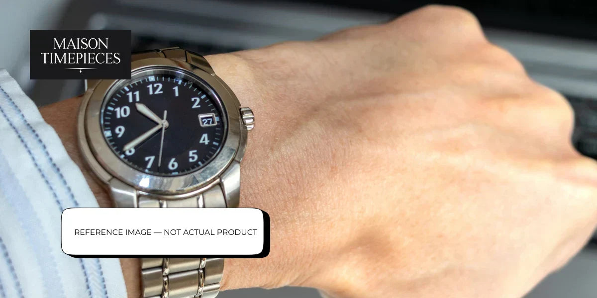 Baltic watch Singapore worn on wrist showcasing clean dial design and stainless steel case