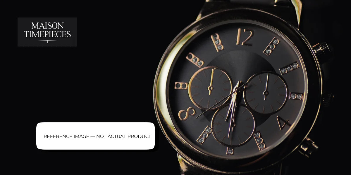 Bremont luxury chronograph watch with black dial and gold accents worn on wrist