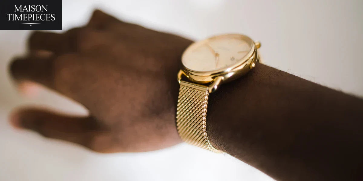 Budget watches for men Singapore gold mesh strap Maison Timepieces