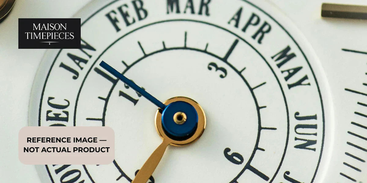 Cartier Tank Louis Cartier watch dial close up with blue hands and gold detail Singapore luxury watch guide 