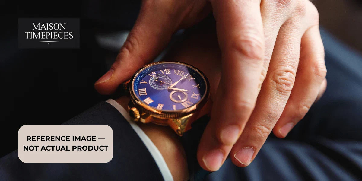 Cartier Tank Must Watch Singapore luxury dress watch inspired editorial image with elegant gold timepiece and Maison Timepieces branding 