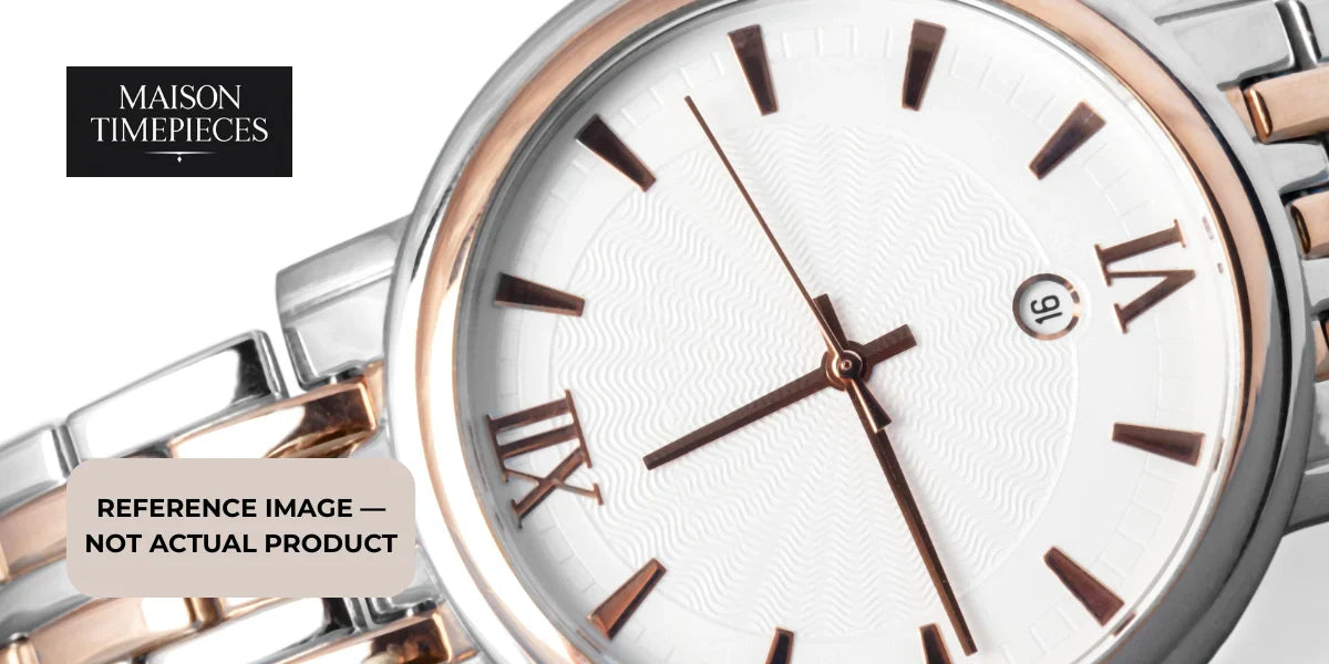 Cartier Tortue Watch Singapore luxury two-tone dress watch with textured white dial and rose gold accents