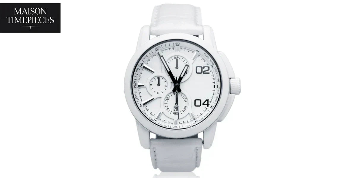 Casio Edifice watch with white dial and chronograph design showcasing modern sporty performance