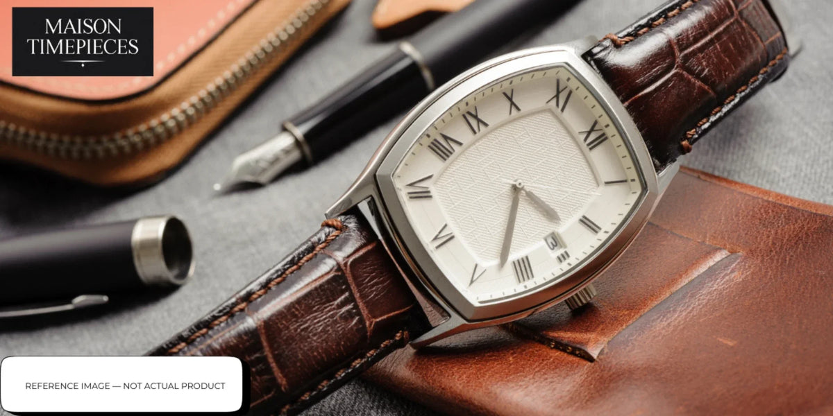 Halios watch Singapore vintage-inspired mechanical timepiece with leather strap and textured dial close-up 