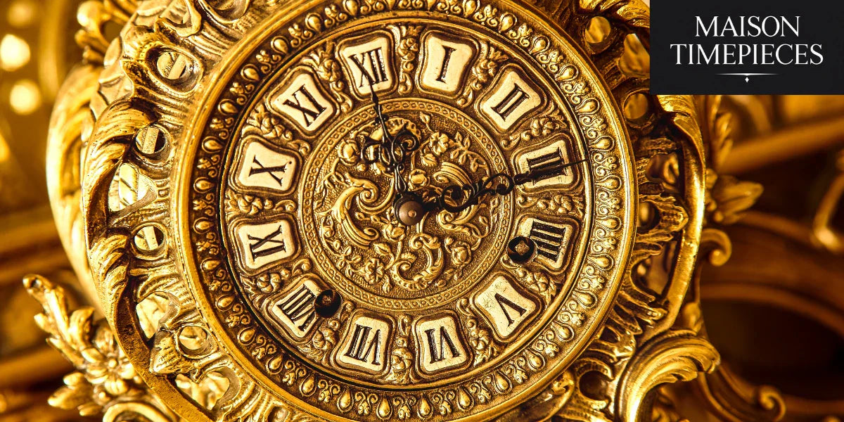 Intricately designed vintage gold men watch dial representing timeless prestige and power