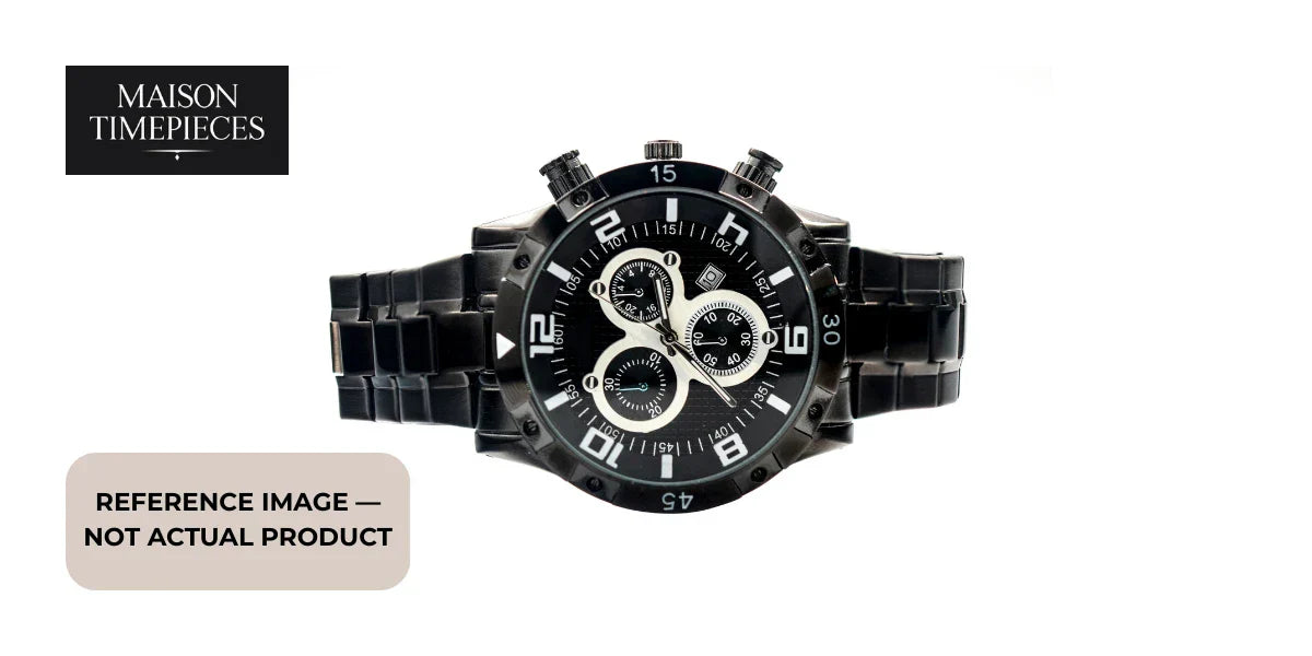 black chronograph omega seamaster planet ocean style watch stainless steel sporty men watch singapore 