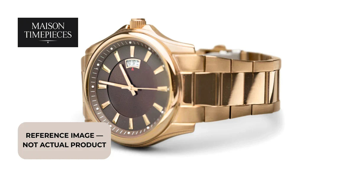 luxury gold omega style watch stainless steel bracelet brown dial premium men watch singapore 