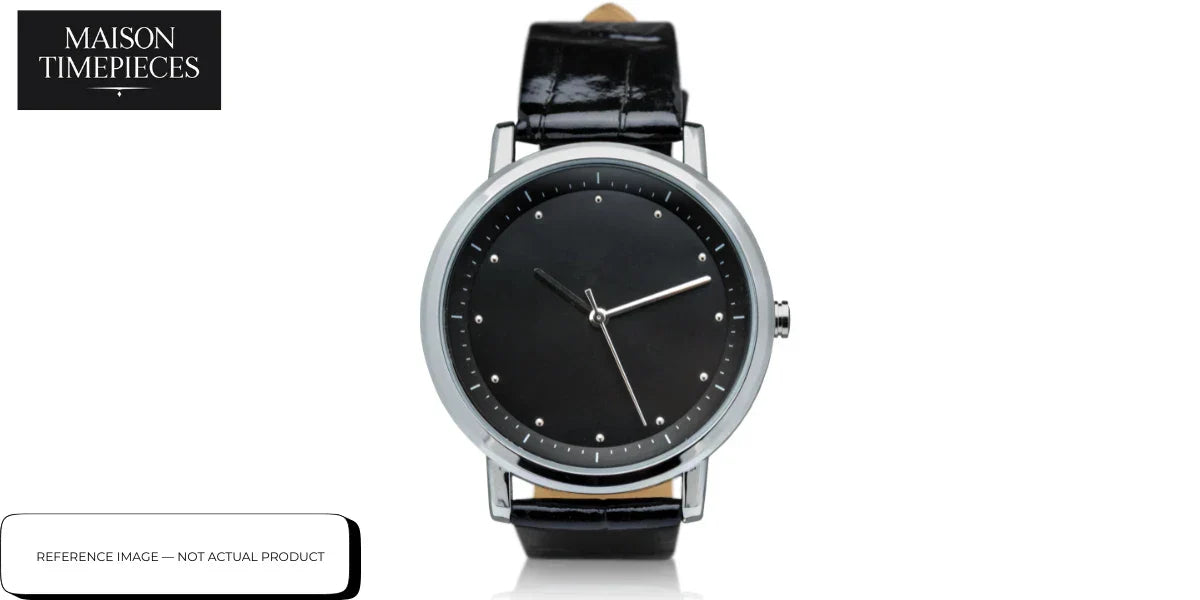 Ralph Lauren watch Singapore minimalist black dial luxury watch with leather strap and silver case 