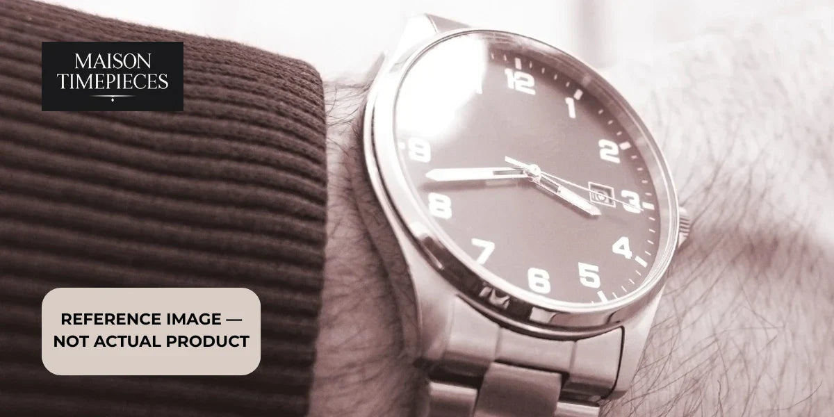 Maison Timepieces luxury stainless steel Seiko-inspired solar watch on wrist in Singapore 