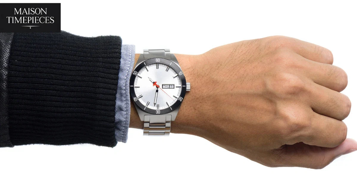 Sinn watch showcasing German engineering precision on a stainless steel bracelet