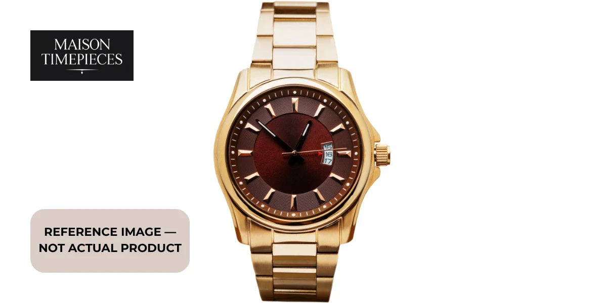 Tissot Gentleman Watch Singapore gold-tone stainless steel watch with brown sunburst dial and date display