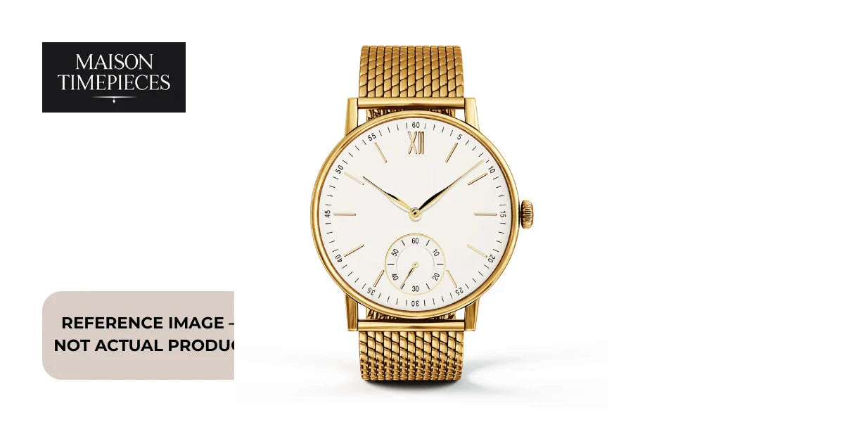 Tissot Heritage Visodate Watch Singapore vintage-inspired Swiss dress watch featuring a gold-tone mesh bracelet, clean white dial, and classic minimalist design by Maison Timepieces Singapore 