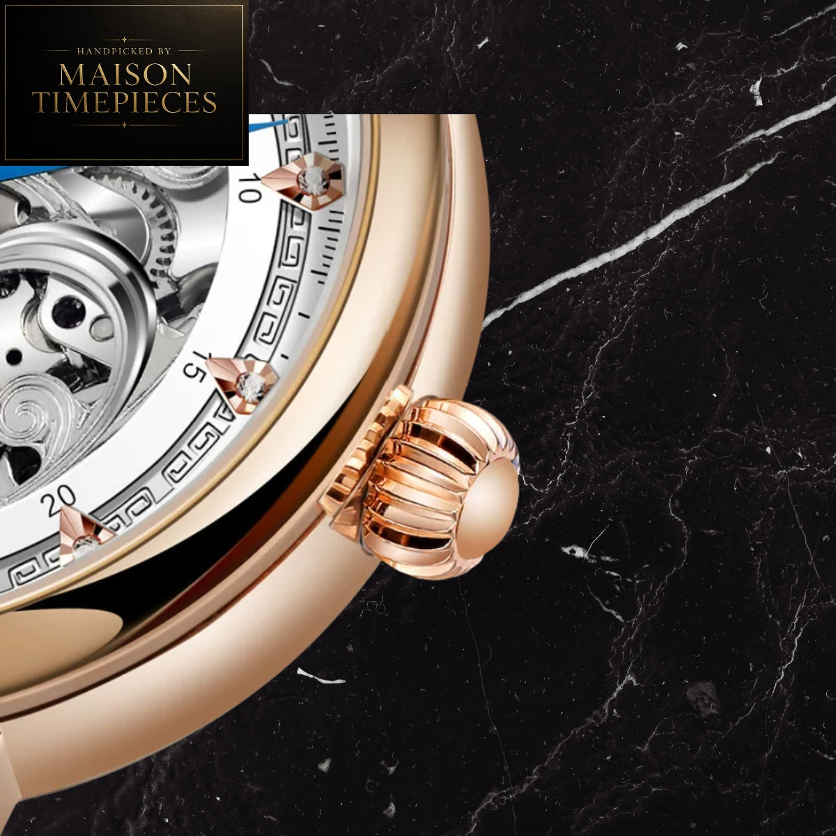 Maison Timepieces Curated Ref. 52699 - Automatic Tourbillon Open Heart Skeleton Watch Black Stainless Steel Bracelet
