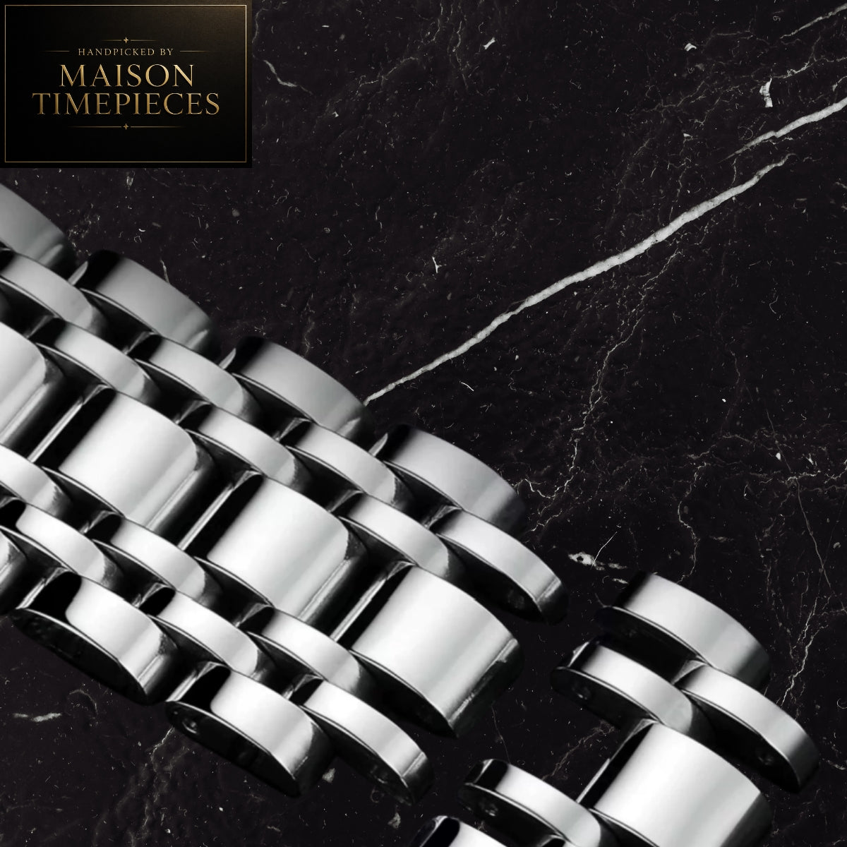 Maison Timepieces Curated Ref. 2892 - Quartz Chronograph Dress Watch 41mm Black Dial Stainless Steel Bracelet